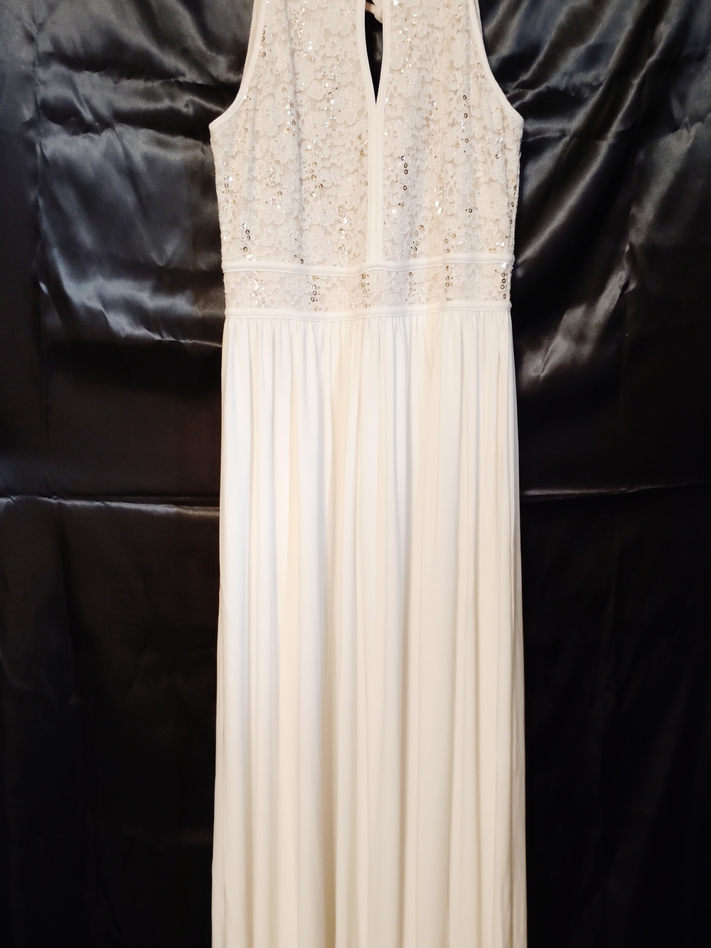Morgan & Co. Ivory Beaded Maxi Dress